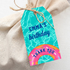 Niedlich rosa Donut Inner Tube Pool Party Geburtst Geschenkanhänger