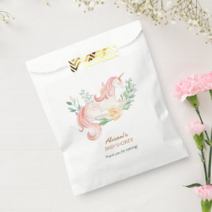 Niedlich rosa Einhorn Blumengrün Babydusche Geschenktütchen