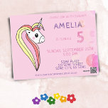 Niedlich rosa Einhorn Kindergeburtstag Party Einla Postkarte<br><div class="desc">Niedliche Einhorngeburtstagseinladung für Kinder. Laden Sie Ihre Familie und Freunde zu der Geburtstagsparty Ihres Kindes ein. Die Karte hat ein schönes Einhorn mit farbenfroher Mane und rosa Blasen. Personalisieren Sie die Karte mit allen Party-Details. Ideal für Mädchen,  die Liebe einhornen.</div>