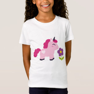 Niedlich rosa Einhorn mit Blume T-Shirt