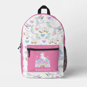 Niedlich rosa Einhorn - Personalisieren Bedruckter Rucksack