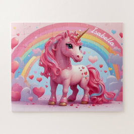 Niedlich rosa Einhorn Personalisiert Kinder Puzzle