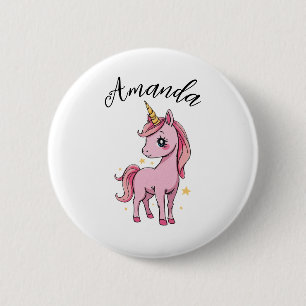Niedlich Rosa Einhorn Sterne Girl Button