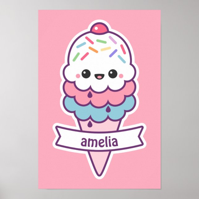 Niedlich rosa Eiscreme Poster (Vorne)