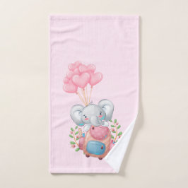 Niedlich-rosa-Elefant Badhandtuch Set