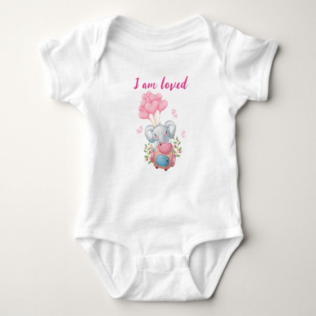 Niedlich rosa Elephant Baby Bodysuit | Ich bin gel Baby Strampler (Vorderseite)