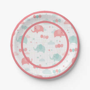Niedlich rosa Elephant Babydusche Pappteller