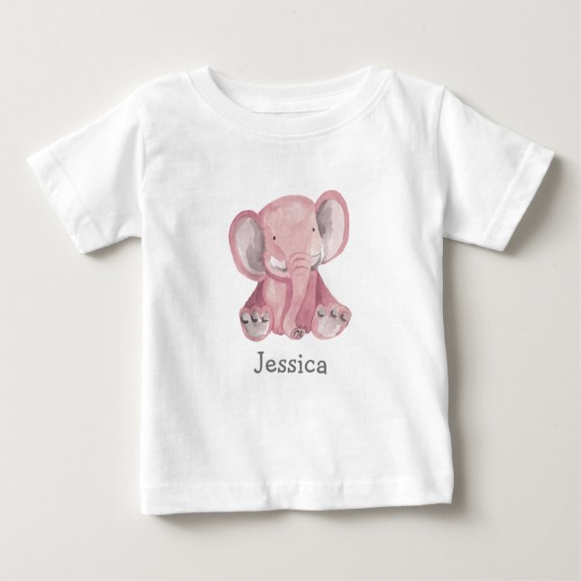 Niedlich rosa Elephant Design Baby Shirt (Vorderseite)