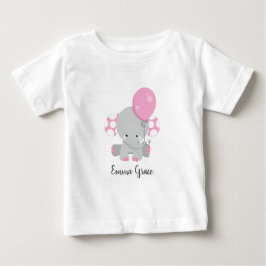 Niedlich rosa Elephant Girl Monogram Baby T-shirt