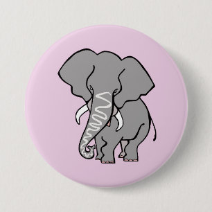 Niedlich rosa ELEPHANT - Tierlover - Wildfauna Button