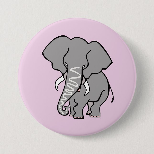 Niedlich rosa ELEPHANT - Tierlover - Wildfauna Button (Vorderseite)
