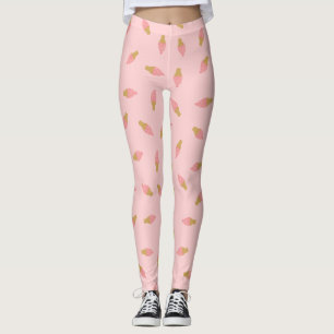 Niedlich rosa Erdbeere Ice Creme Cone Leggings