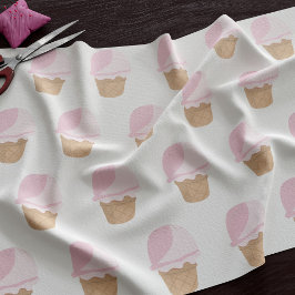 Niedlich rosa Erdbeere Ice Creme Cone Muster Stoff