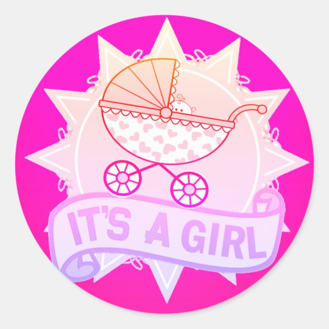 Niedlich rosa Es ist ein Märchengeschlecht, der Au Runder Aufkleber (Vorderseite)