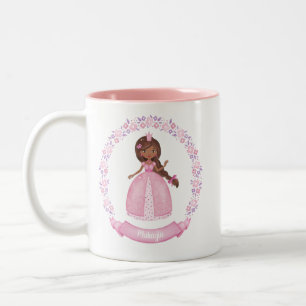 Niedlich rosa Ethnisch-Prinzessin Personalisiert Zweifarbige Tasse