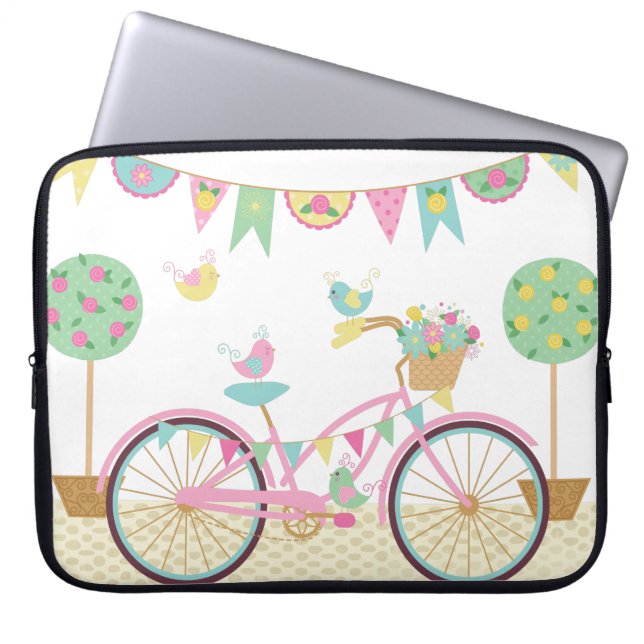 Niedlich rosa Fahrrad Laptopschutzhülle (Vorderseite)