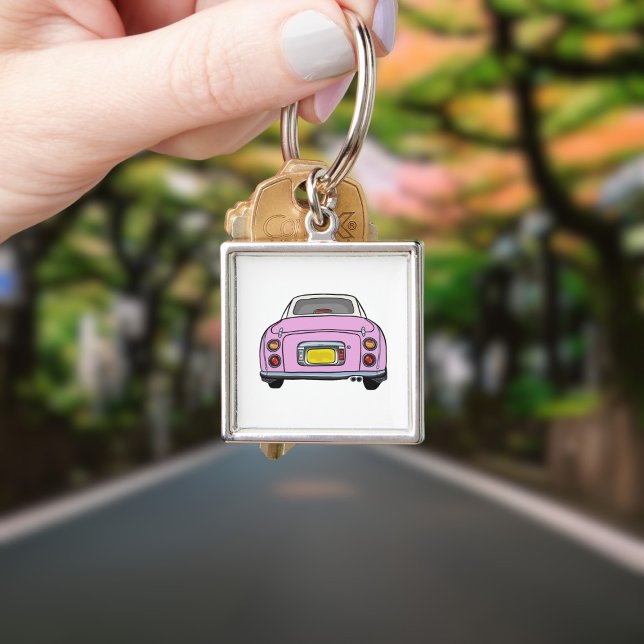 Niedlich rosa Figaro Car Square Schlüsselanhänger (Cute pink figaro car keychain for your car keys)