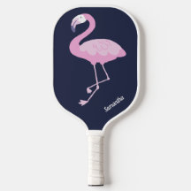 Niedlich rosa Flamingo auf dunkelblau mit Name
