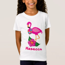 Niedlich rosa Flamingo hinzufügen Namen Mädchen T T-Shirt