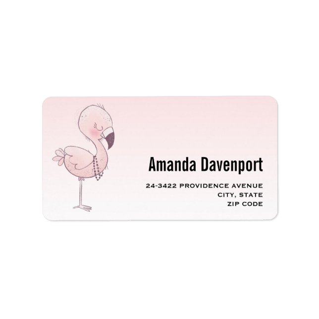 Niedlich-rosa-Flamingo-Illustration Adressaufkleber (Vorne)