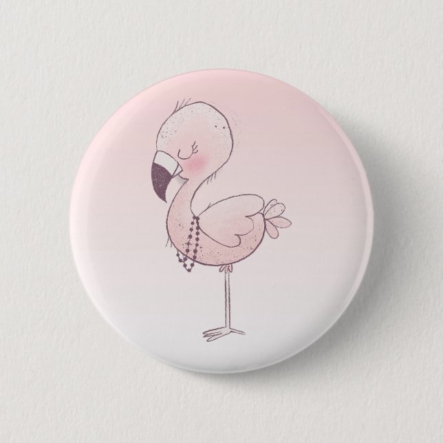Niedlich-rosa-Flamingo-Illustration Button (Vorderseite)