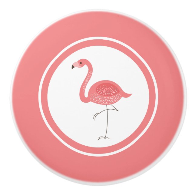 Niedlich-rosa-Flamingo-Illustration Keramikknauf (Vorderseite)