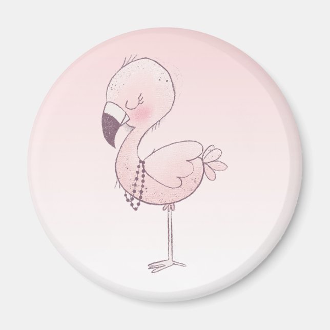 Niedlich-rosa-Flamingo-Illustration Magnet (Vorne)