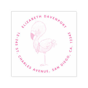 Niedlich-rosa-Flamingo-Illustration Permastempel