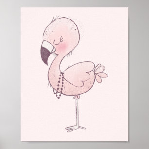 Niedlich-rosa-Flamingo-Illustration Poster