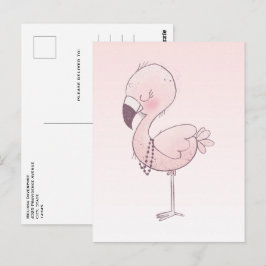 Niedlich-rosa-Flamingo-Illustration Postkarte