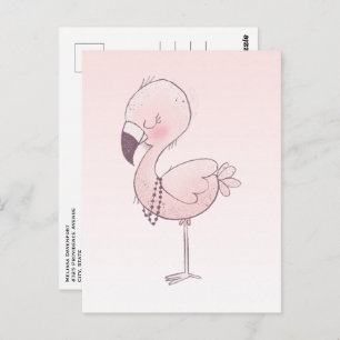 Niedlich-rosa-Flamingo-Illustration Postkarte
