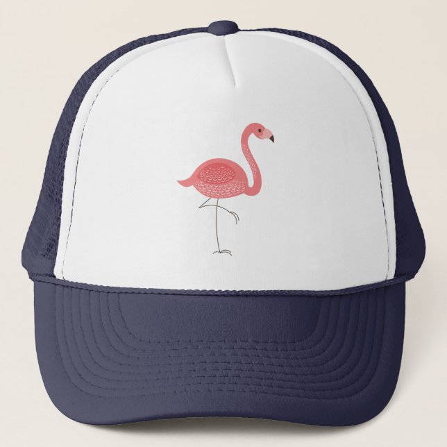 Niedlich-rosa-Flamingo-Illustration Truckerkappe (Vorderseite)