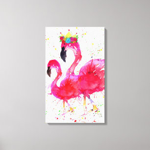 Niedlich rosa Flamingo mit einer Crown Leinwand 16