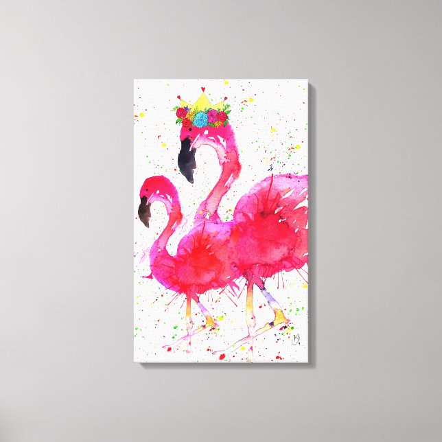 Niedlich rosa Flamingo mit einer Crown Leinwand 16 (Vorderseite)