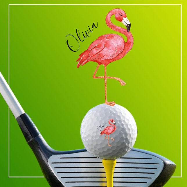 Niedlich rosa Flamingo Mit Monogramm Golfball (Von Creator hochgeladen)