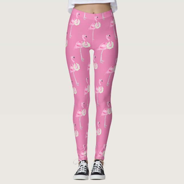Niedlich rosa Flamingo-Muster Leggings (Vorderseite)