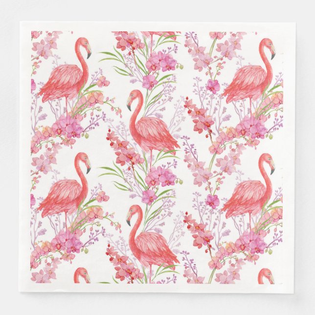 Niedlich rosa Flamingo Muster Party Papierserviett Serviette (Vorderseite)