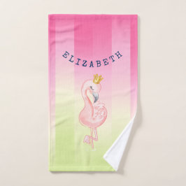 Niedlich rosa Flamingo Ombre Streifen Badhandtuch Set