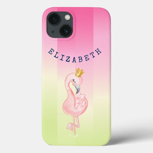 Niedlich rosa Flamingo Ombre Streifen Case-Mate iPhone Hülle (Rückseite)