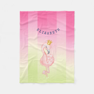 Niedlich rosa Flamingo Ombre Streifen Fleecedecke