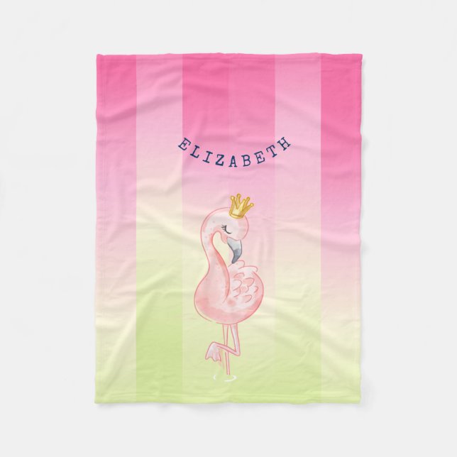 Niedlich rosa Flamingo Ombre Streifen Fleecedecke (Vorderseite)