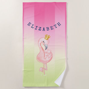 Niedlich rosa Flamingo Ombre Streifen Strandtuch