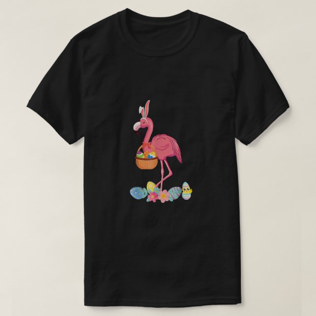 Niedlich rosa Flamingo Ostereier Korb, Funny Flami T-Shirt (Design vorne)