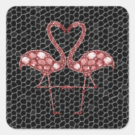 Niedlich rosa Flamingo Quadratischer Aufkleber