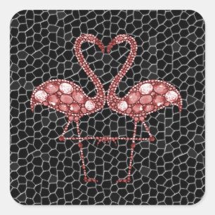 Niedlich rosa Flamingo Quadratischer Aufkleber