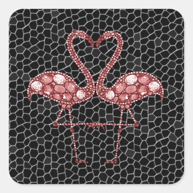Niedlich rosa Flamingo Quadratischer Aufkleber (Vorderseite)