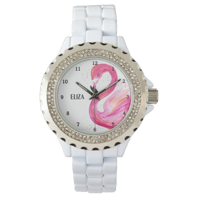 Niedlich rosa Flamingo Tropical Bird Wildlife Watc Armbanduhr (Vorderseite)