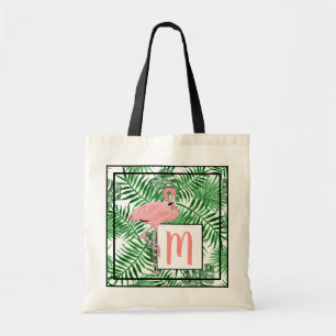 Niedlich rosa Flamingo Wasserfarben Monogramm Tragetasche