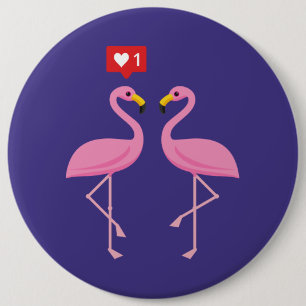 Niedlich rosa Flamingo wie Herzpastel Button