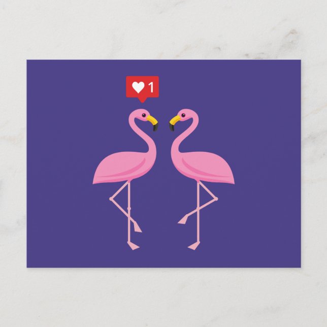 Niedlich rosa Flamingo wie Herzpastel Feiertagspostkarte (Vorderseite)